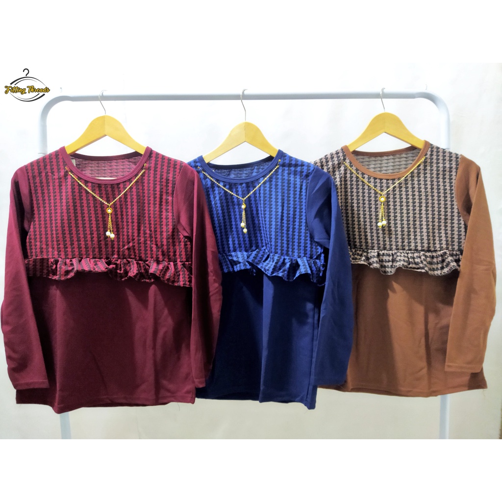 Baju Atasan Blouse Wanita Lengan Panjang / Blouse Remaja Cewek Motif / Blouse Kerja