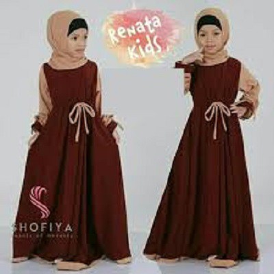 RENATA KIDS SYAR'I Baloteli Gamis Anak 6-10 TAHUN Trendy Modern Kids Baju Panjang Stelan Syari Polos