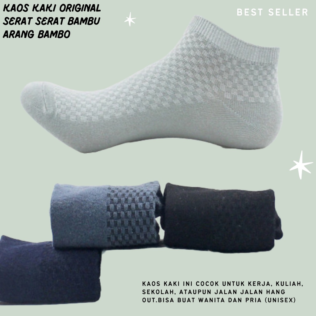 PROMO!! Kaos Kaki Serat Bambu Arang Bamboo Pendek Semata Kaki Bambu Asli Original