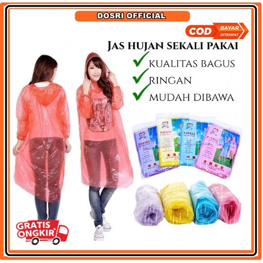 [NEW] Jas Hujan  Mantel Sekali Pakai Rain Coat Tahan Basah Anti Air Warna Random