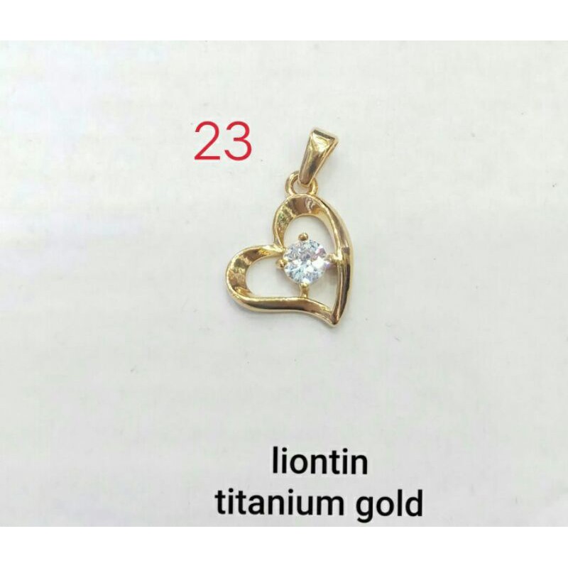 LIONTIN TITANIUM WARNA EMAS MOTIF LOVE