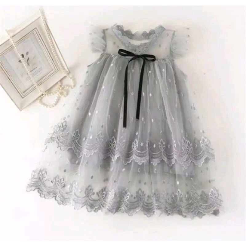 Dress Pesta Tile Import/Dress Brokat Anak/Baju Pesta Anak