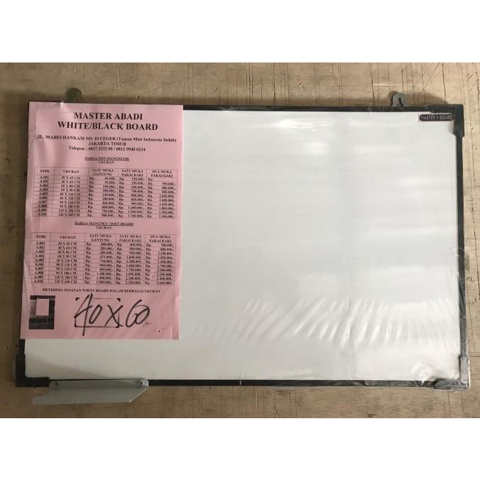 

Office & Stationery | Alat Tulis | Papan Tulis Putih / White Board 40Cm X 60Cm | Best Seller