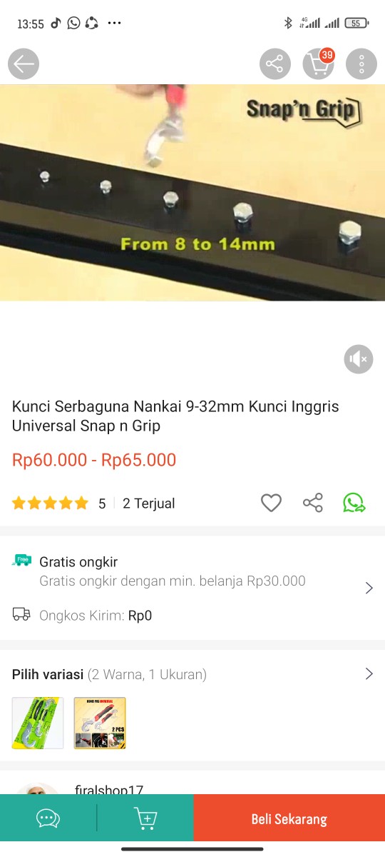 Kunci Serbaguna Nankai 9-32mm Kunci Inggris Universal Snap N Grip