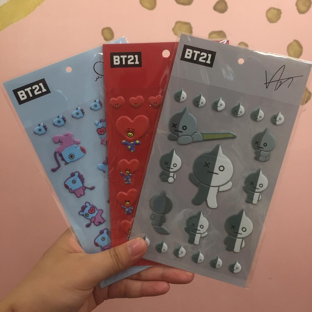 STICKER BT21 TIMBUL GAMBAR 3D BANGTANBOYS LABEL BERGAMBAR BT21 MURAH LUCU LABEL BANGTANBOYS IMPORT