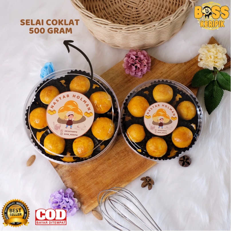 

NASTAR HOLMAN PREMIUM Kue Kering Nastar Selai Coklat kemasan 500gr bisa buat hampers lebaran, bisa COD