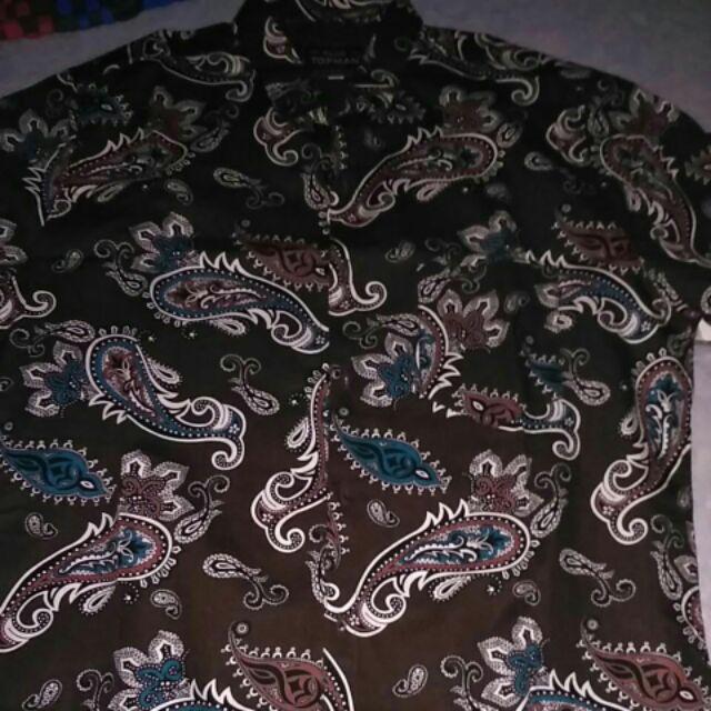 Credomenstore Kemeja Batik Pria Coklat Full Motif Shell / Baju Batik / Batik