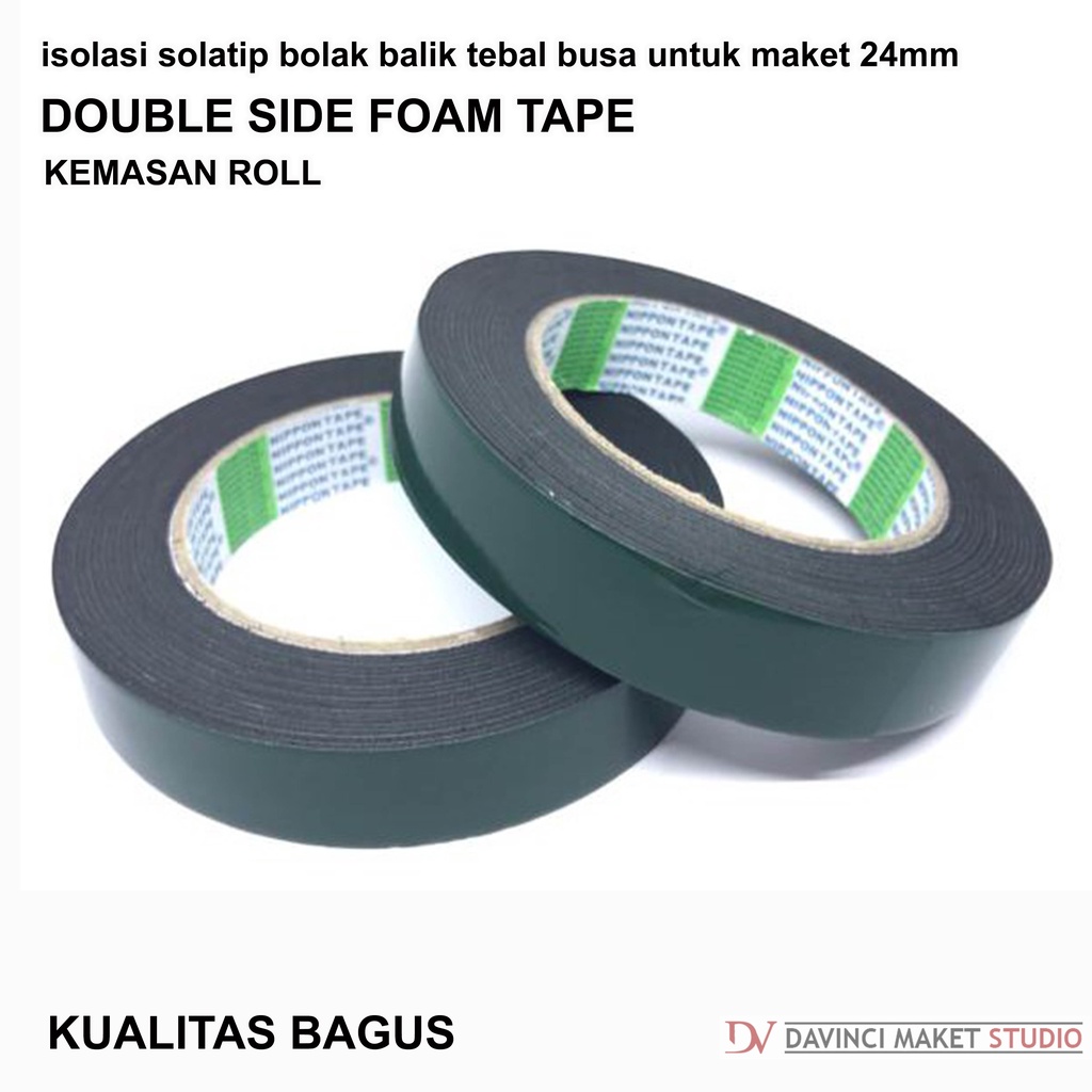 

(Black) Isolasi Perekat Busa Bolak Balik - Double Side Foam Tape Selotip Solatip Isolatip Maket Miniatur Diorama 12mm 24mm 48mm