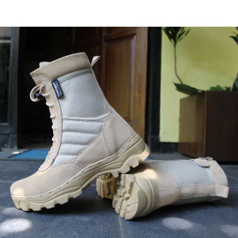 SEPATU PDL TACTICAL KULIT SATPOL PP/PNS CREAM GURUN 8 INCI