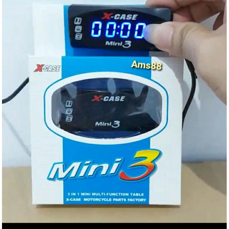 Volt Meter Aki + Plus Jam Digitar + Suhu 3 In 1 Universal semua motor