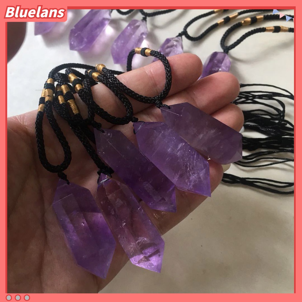 Bluelans Kalung Liontin Heksagonal Batu Amethyst Imitasi Untuk Penyembuhan