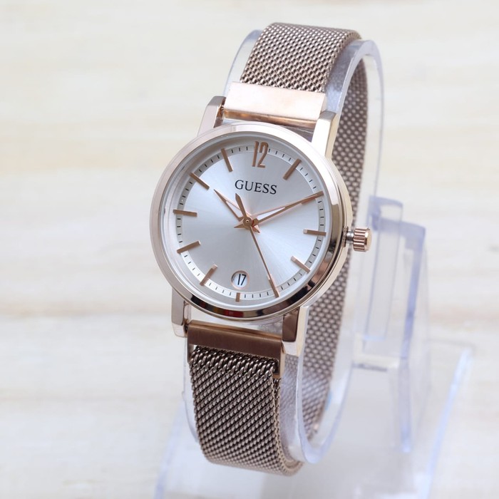 Jam Tangan Wanita Guess Date Rantai Magnet Kecil (Premium)#2Grosir - Rosegold