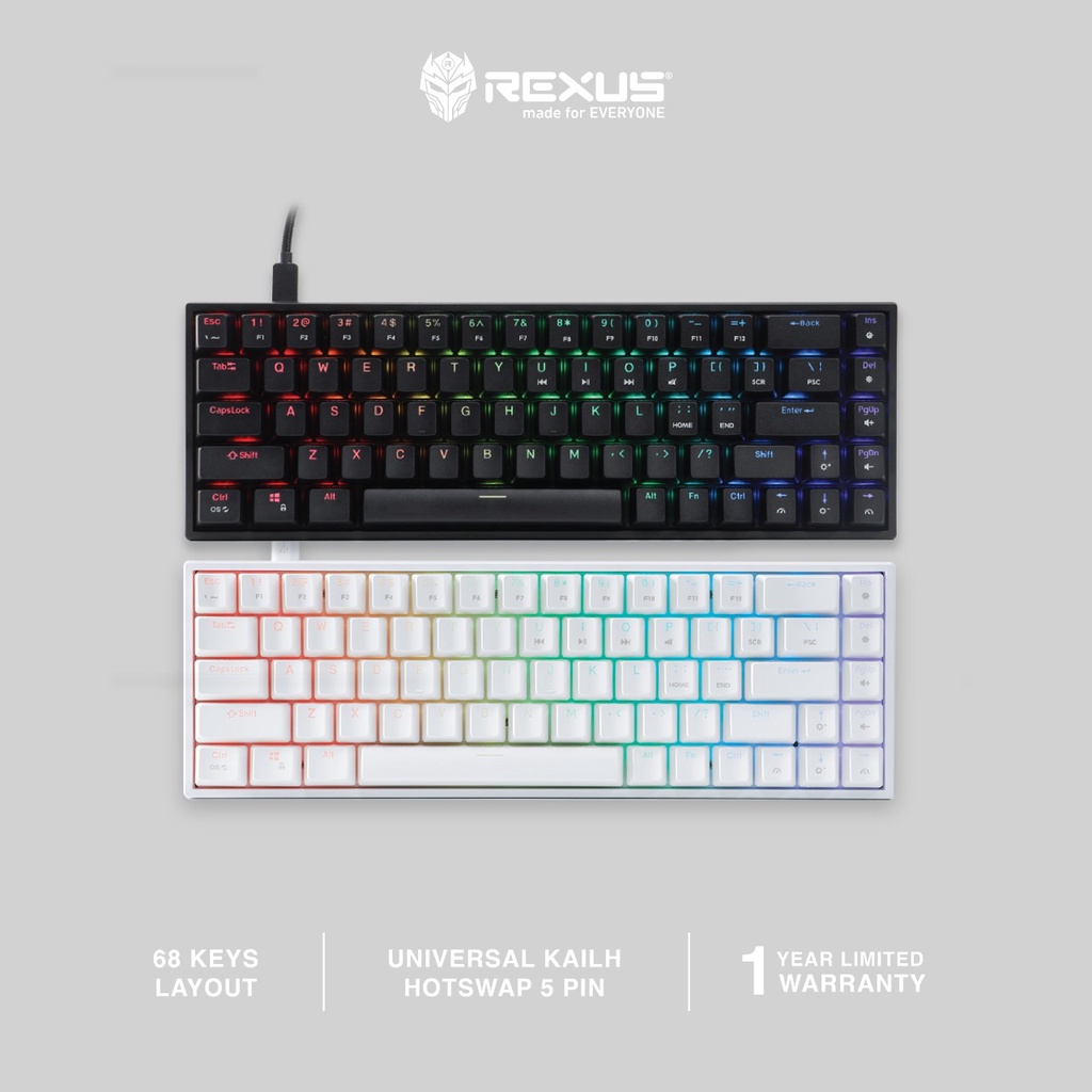 Rexus Daiva RX-D68 Keyboard Gaming Mechanical RXD68 / D68 RGB