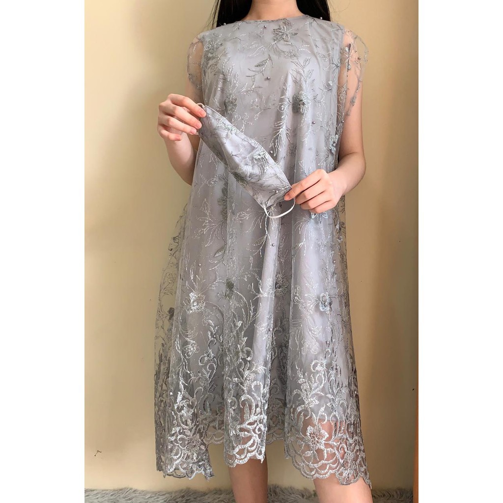 Kareem Ken-122 Gaun pesta dress Brukat kondangan full Brokat Mewah bisa COD