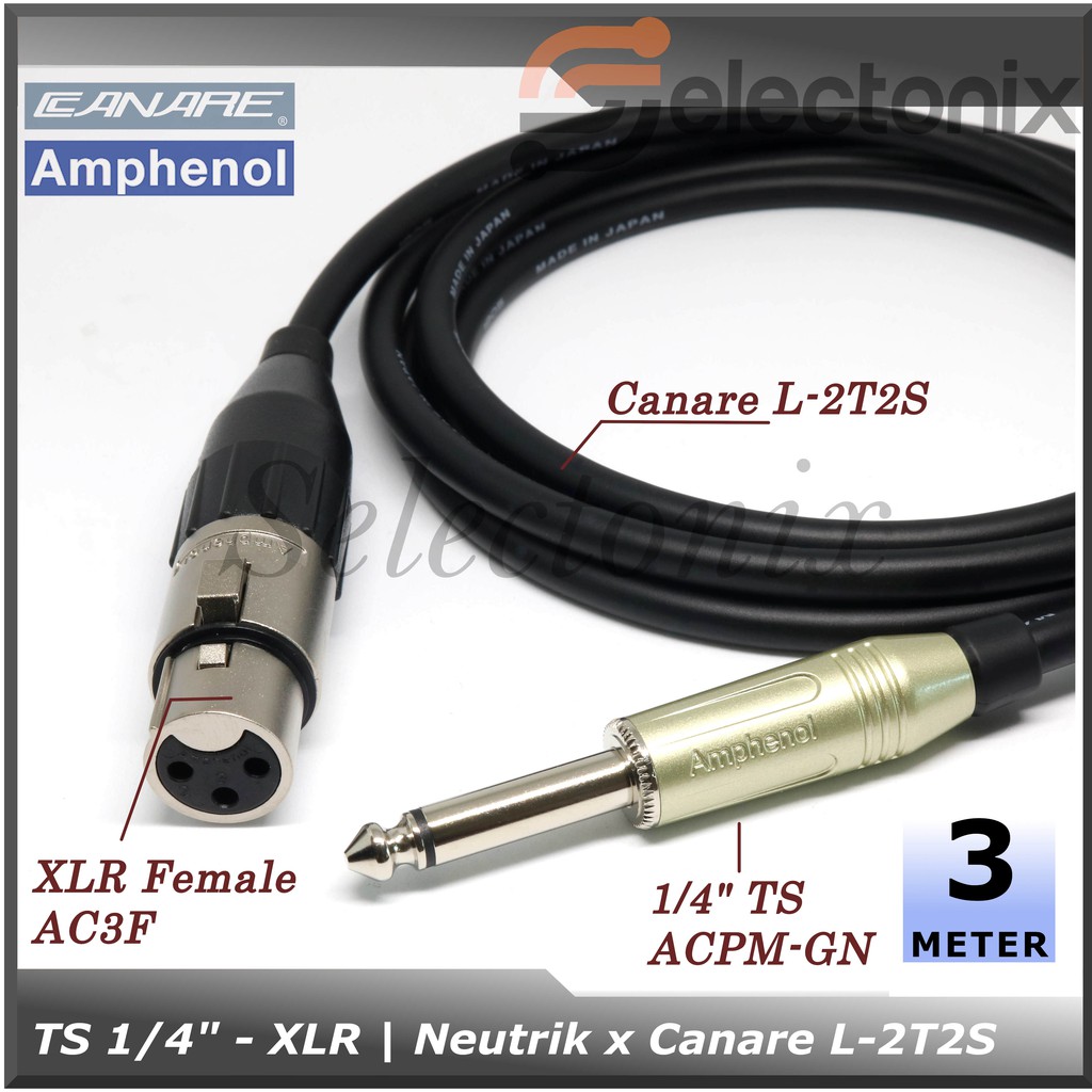 [3m] Kabel Mic 1/4 TS - XLR | Canare x Amphenol