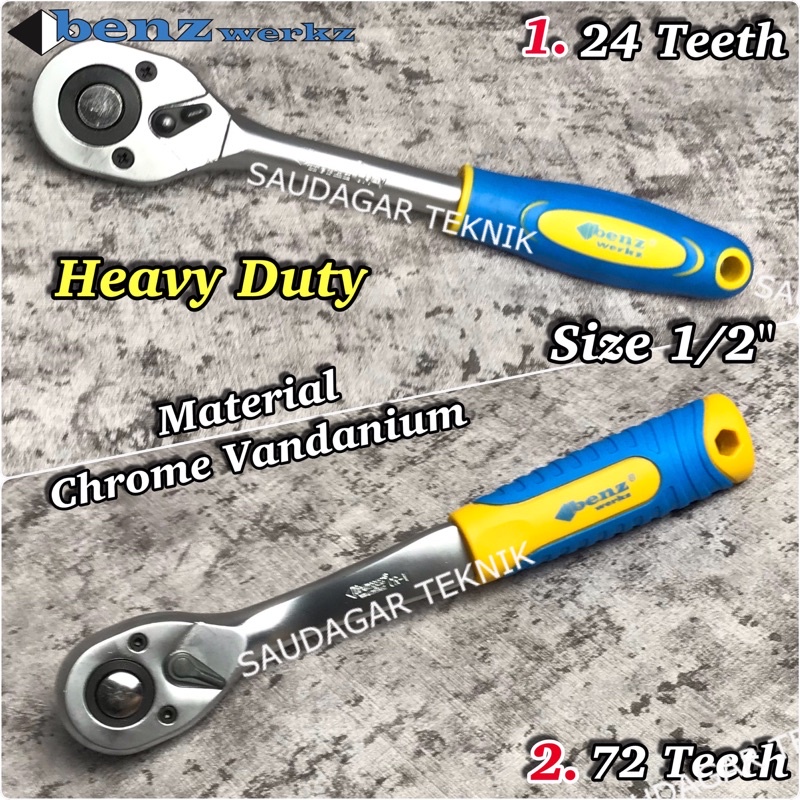 Gagang Ratchet 1/2 Inch BENZ Werkz Gagang Shock Stang Sok Ratchet Wrench 1/2&quot;