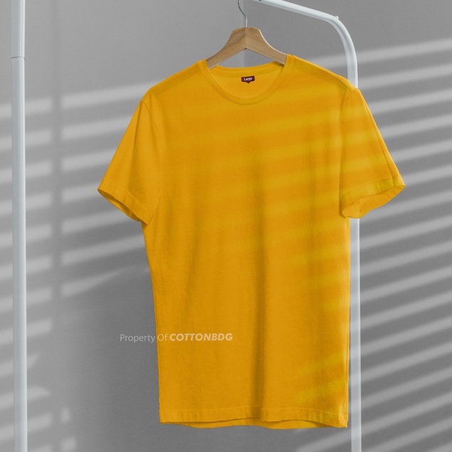 KAOS POLOS PRIA KUNING EMAS YELLOW MUSTARD TANGAN PENDEK UKURAN S-XL BAHAN COTTON COMBED 30S ORGINAL