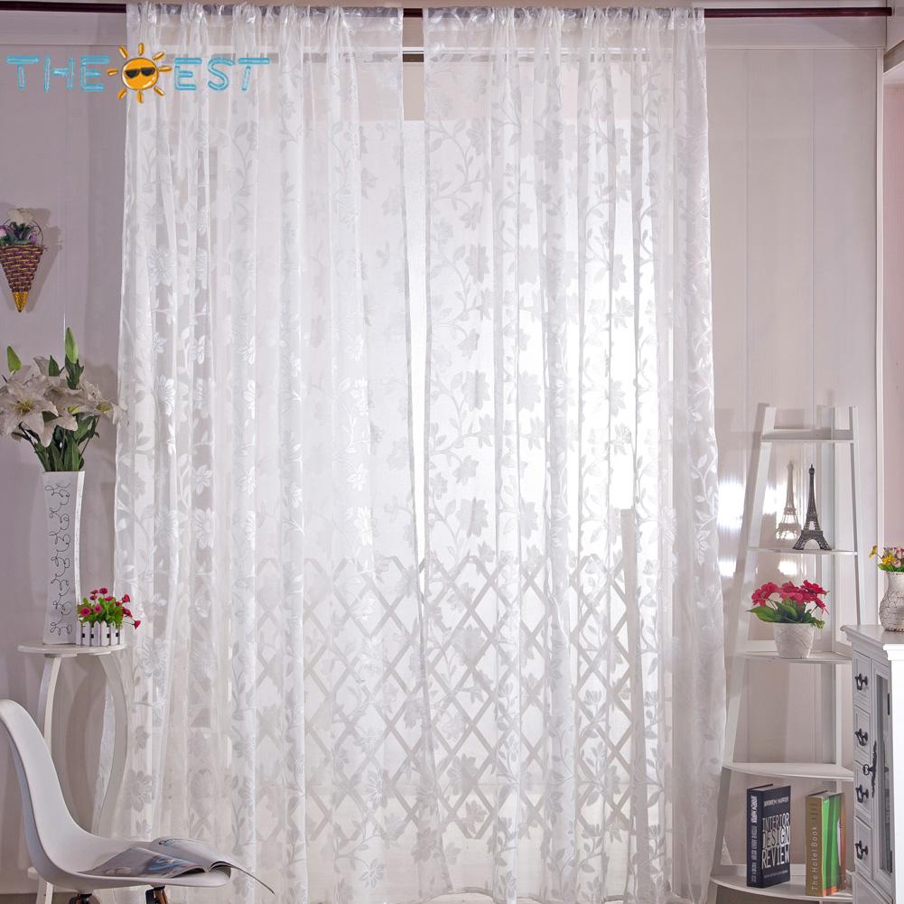 Tirai Jendela Pintu Drape Panel Motif Tanaman Bahan Tulle Tirai Jendela Pintu Drape Panel Motif Tanaman Bahan Tulle