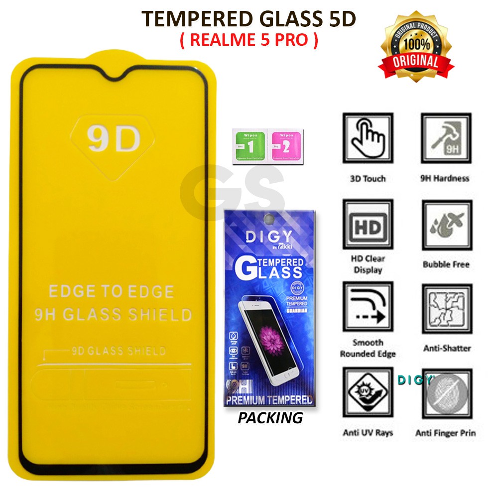 Tempered Glass 5D 10D FULL RAKKI REALME 2 2 PRO 3 PRO 5 PRO 6 7 C2 C11 C12 C15 C17 7i K1 U1 X