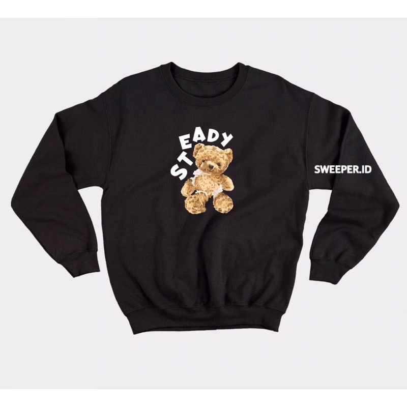 SWEATER NASA TEDDY BEAR WARNA HITAM BAHAN FLEECE