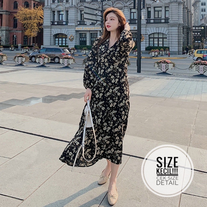 [OLIN]Dress bunga wanita tunik korean style