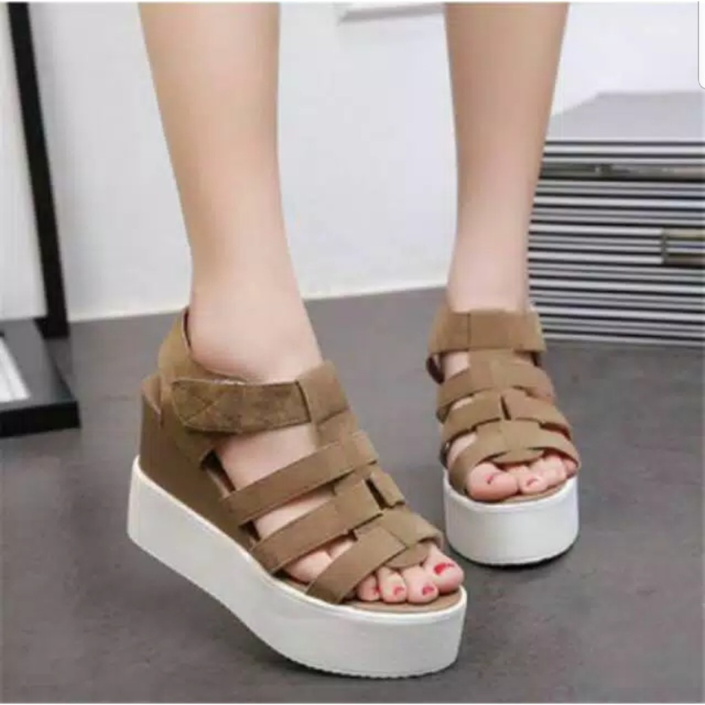 ABBUSHOES JH 51  Wedges Tali Cocok Disaat Santai Bahan Kanvas