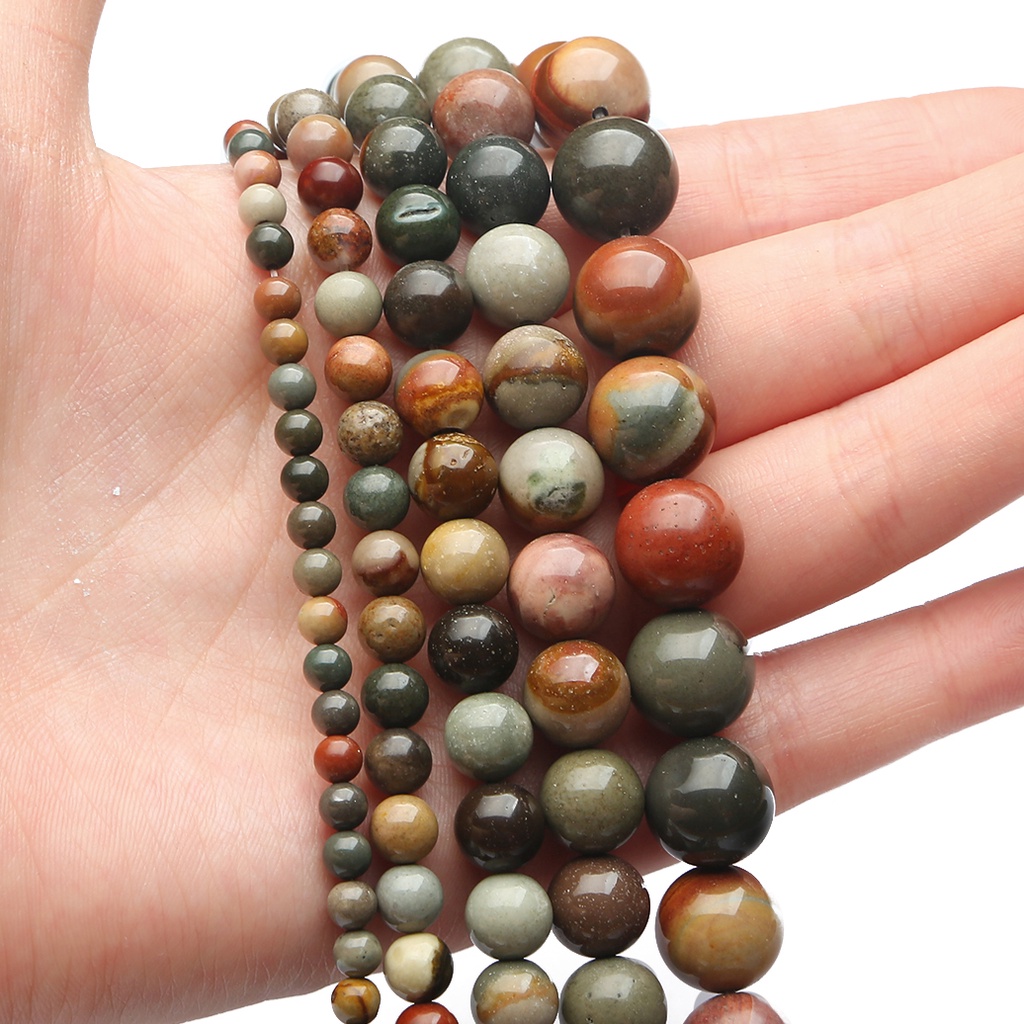 32-89 pcs Hot Jual Natural Ocean Stone Beads, Diameter 4/6/8/10/12mm, Diameter lubang sekitar 1mm, Digunakan untuk Membuat Perhiasan DIY Strand