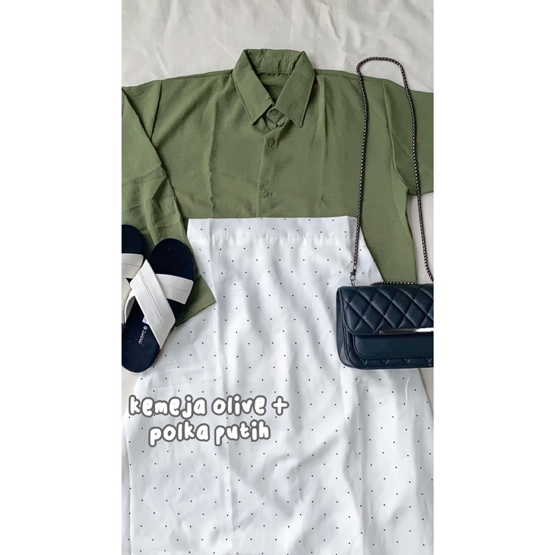 ONESET KEMEJA CRINKLE + ROK POLKADOT FLOWY POLKA SKIRT-3