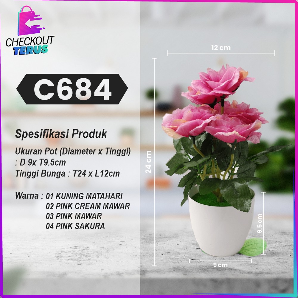 CT C682 C684 Tanaman Hias Plastik Pot Bunga Hias Bunga Artifisial Dekorasi Pot Tanaman Bunga Lily Artificial