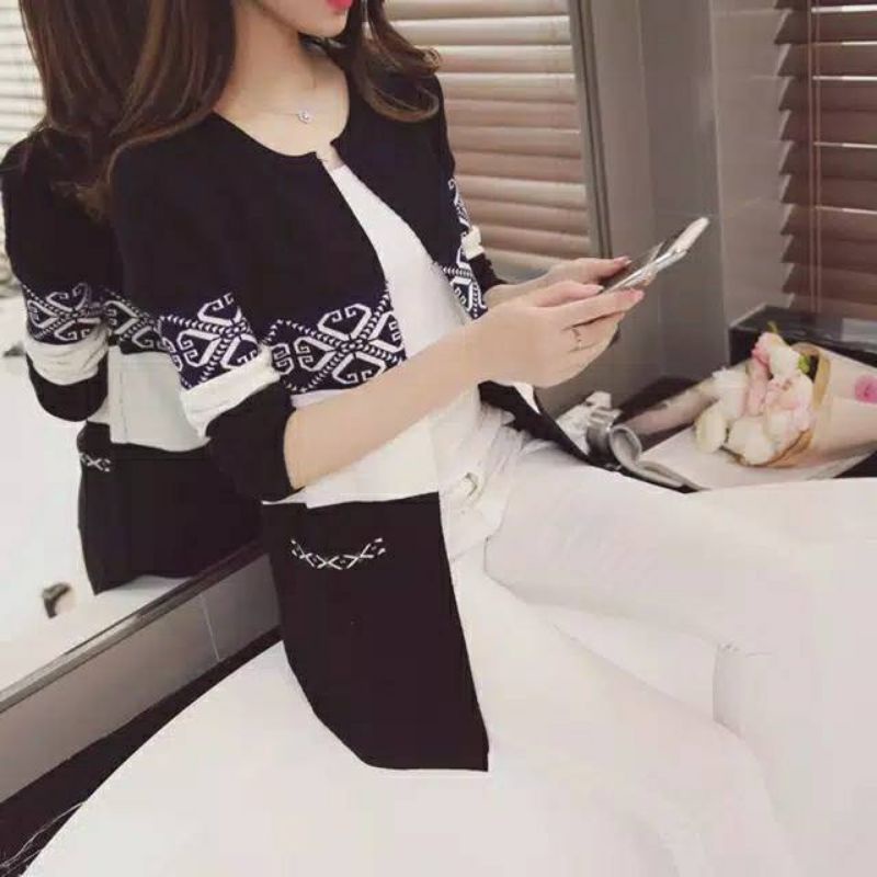 Blouse rajut wanita lengan panjang import hongkong  atasan rajut import hk