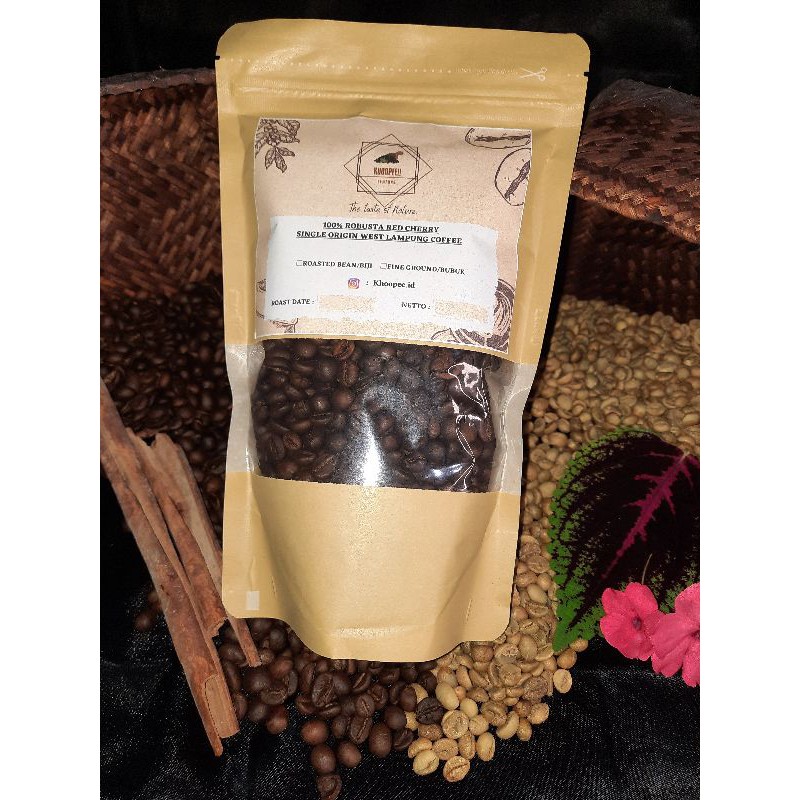 

Kopi Robusta 100% Red Cherry (petik merah) Lampung - ROASTED BEAN - 250 gram