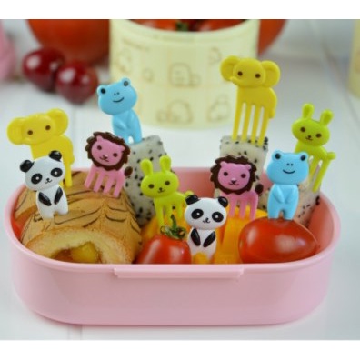 Sunshine 10Pcs Garpu Buah / Kue / Dessert Mini Desain Kartun Hewan Peternakan Untuk Anak