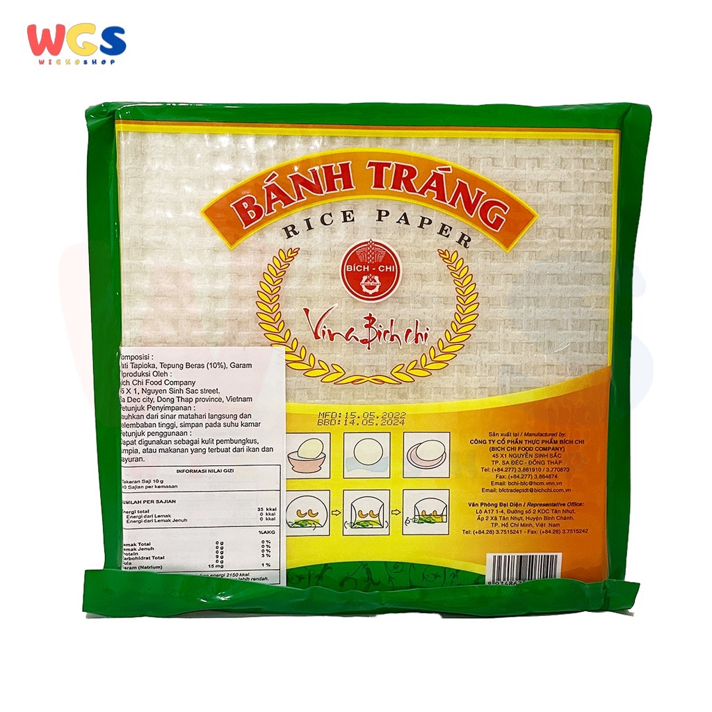 Banh Trang High Quality Rice Paper Box Vina Bich Chi 22cm x 22cm 400g