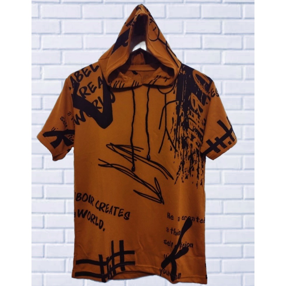Kaos Hoodie Lengan Pendek Pria / Baju Hoodie Pria / Kaos Bertopi Lengan Pendek / Kaos Pria Terbaru