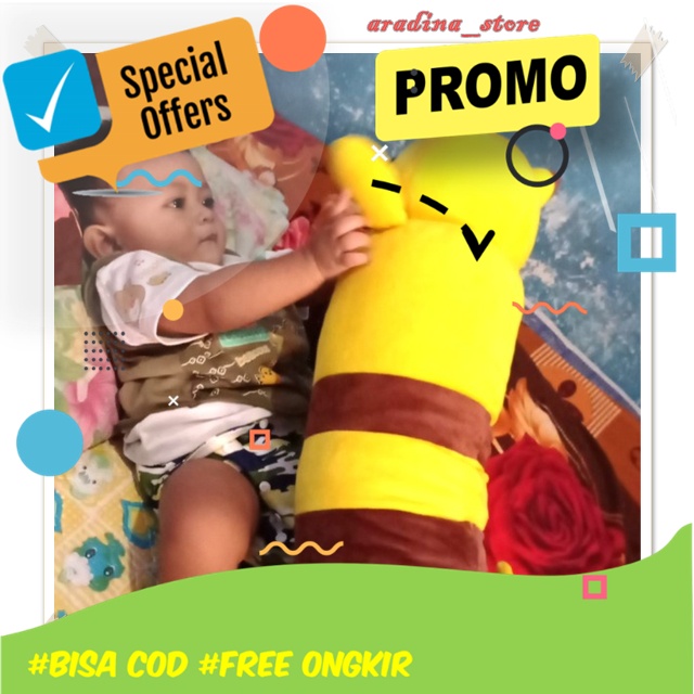 Bantal Guling Anak Karakter Boneka Pokemon Jumbo Murah Guling Bayi Set Besar Baby Pikachu Jumbo XL