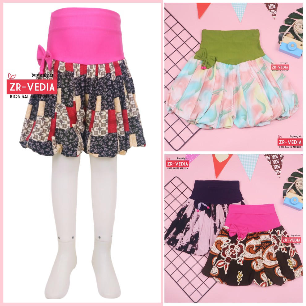 Celana Baloon uk. 5-6 Tahun / Celana Pop Anak Murah Perempuan Pita Polos Short Pants Kids Pendek