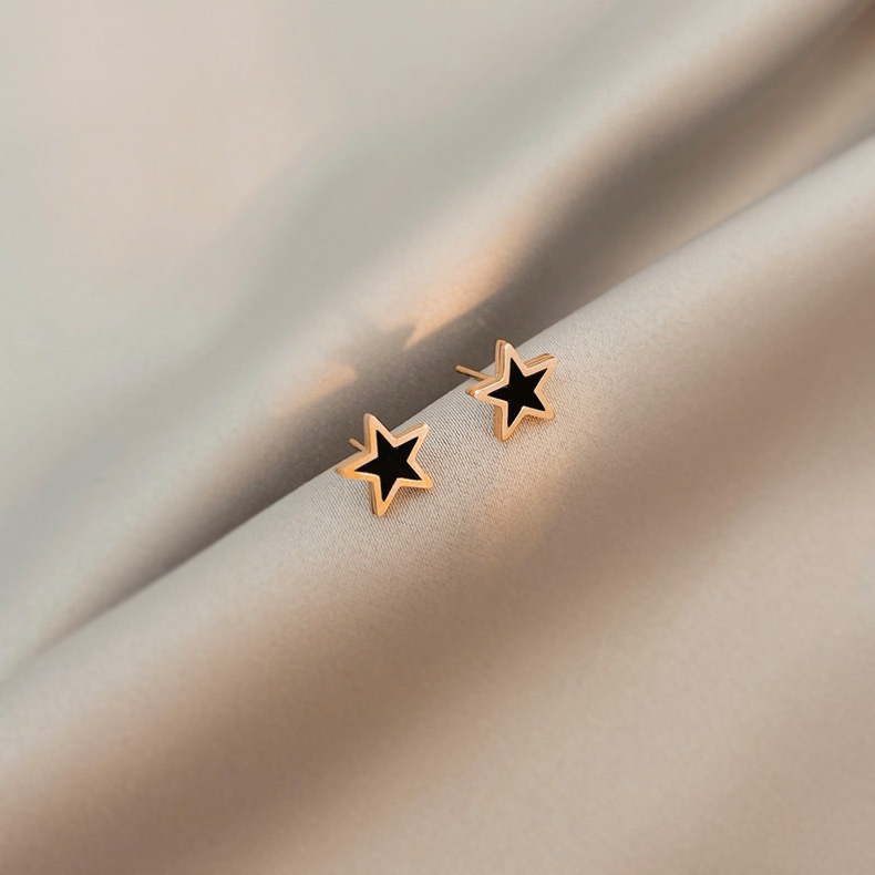 Anting Tusuk Motif Bintang Kecil Bahan titanium steel Untuk Wanita