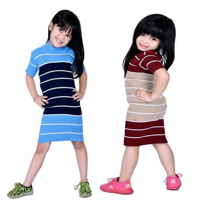 TokoMilkan - Dress Anak Perempuan Kalila Comby Dress Anak | Dress Anak Bahan Rajut Umur 1-7 Tahun