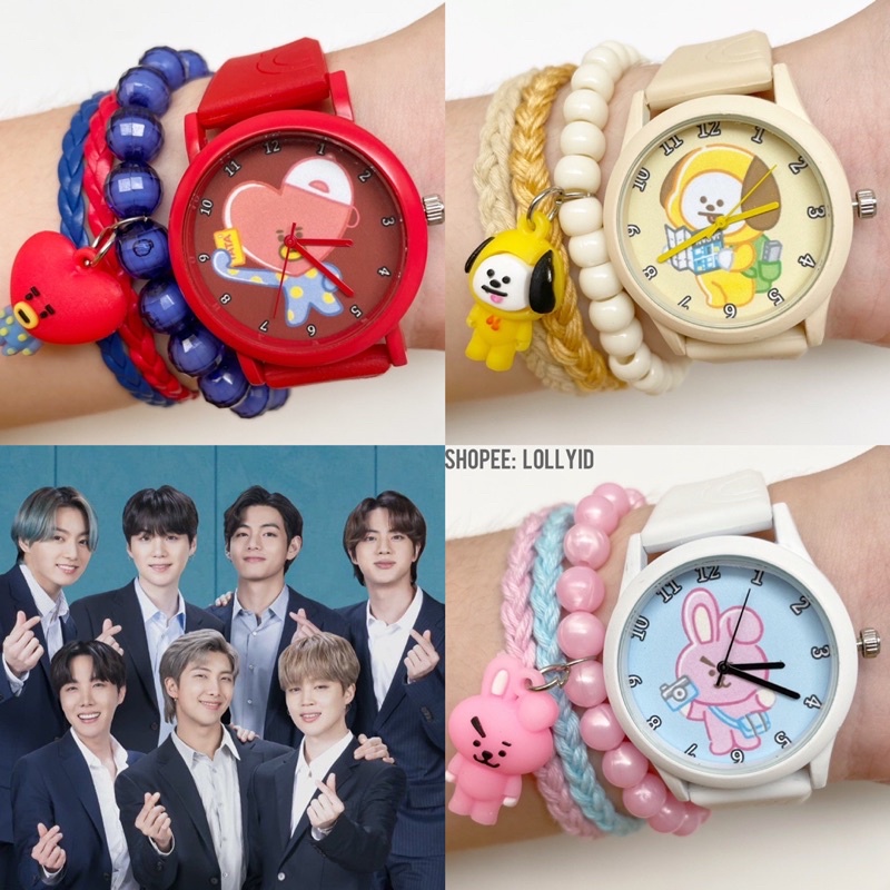 Original Jam Tangan BT21 korean army jam bts gelang tangan anak cooky jimin chimmy koya Premium