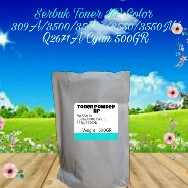 Serbuk Toner Refill Powder Bubuk HP 309A 3500 3500N 3550 3550N Q2671A Cyan 500gr