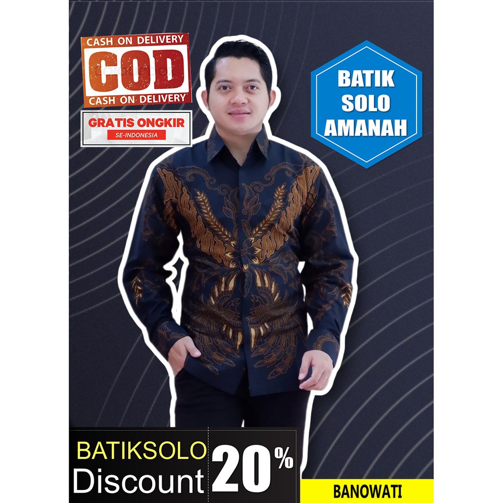 BANOWATI BATIK INDONESIA KEMEJA BATIK PRIA SOLO LENGAN PANJANG LAPIS FURING ATASAN PREMIUM MODERN KATUN HALUS BAYUSUTA SUKET SEGORO NAGA MERAH TANAKA DEWO KAMULYAN AJI LUWUNG TURKEY BANYU IJO MANUK BIRU VAMANA ABINAYA BATIK SOLO AMANAH BATIKSOLOAMANAH