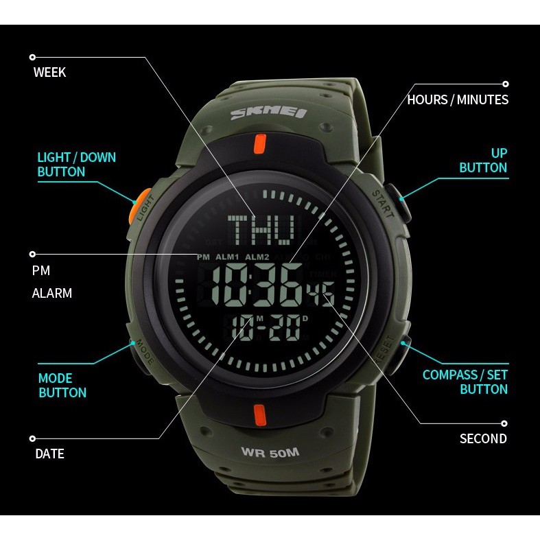 SKMEI 1231 ORIGINAL JAM TANGAN PRIA DIGITAL OUTDOOR COMPASS ANTI AIR 50M