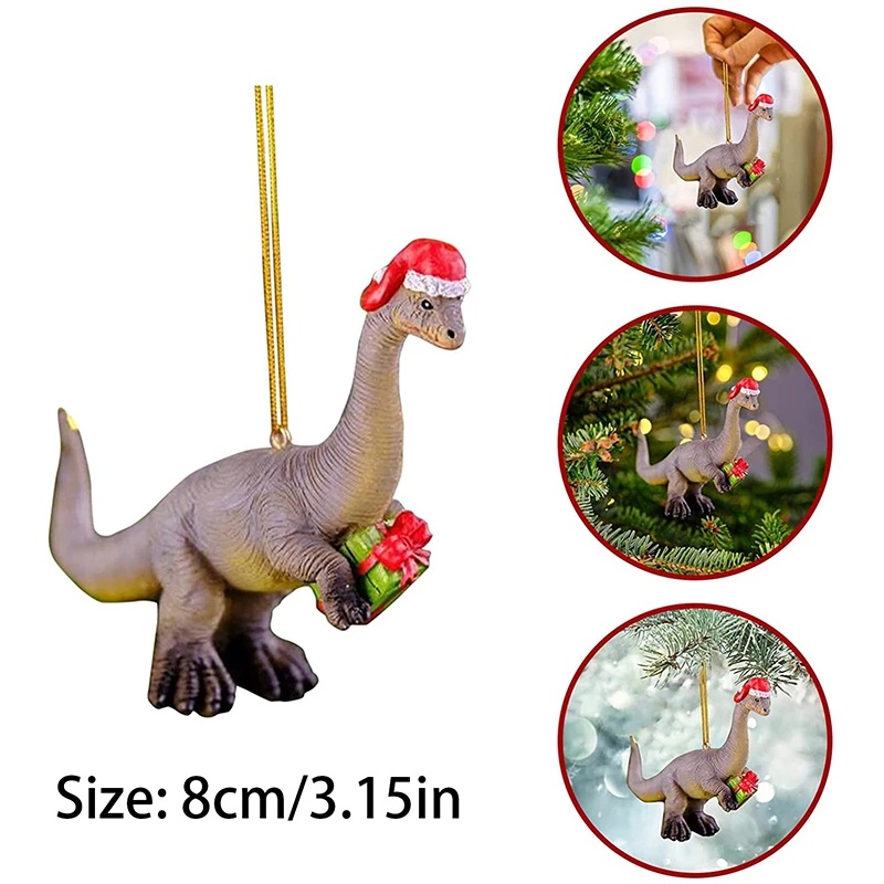 Ornamen Gantung Bentuk Kartun Hewan Dinosaurus Bahan Akrilik Untuk Dekorasi Pohon Natal