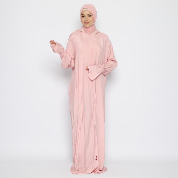 Mukena Tatuis Abaya Ponco Terusan Tiara 477 Katun Silk Putih Pink Adem