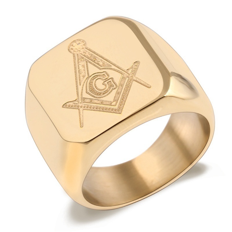 New Fashion Men Personality Masonic Ring Male Titanium Steel Ring Fashion Jewelry