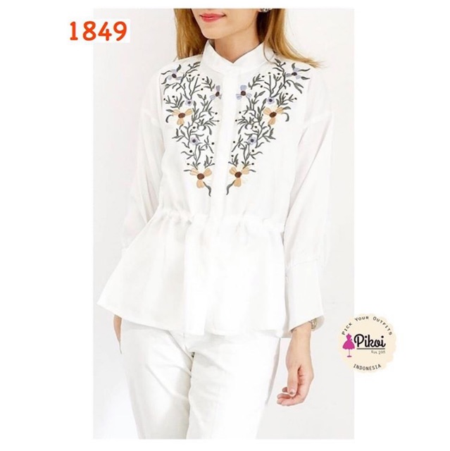 Baju putih bordir / blouse bordir cantik / blouse katun murah / lengan panjang / baju bohemian /1849