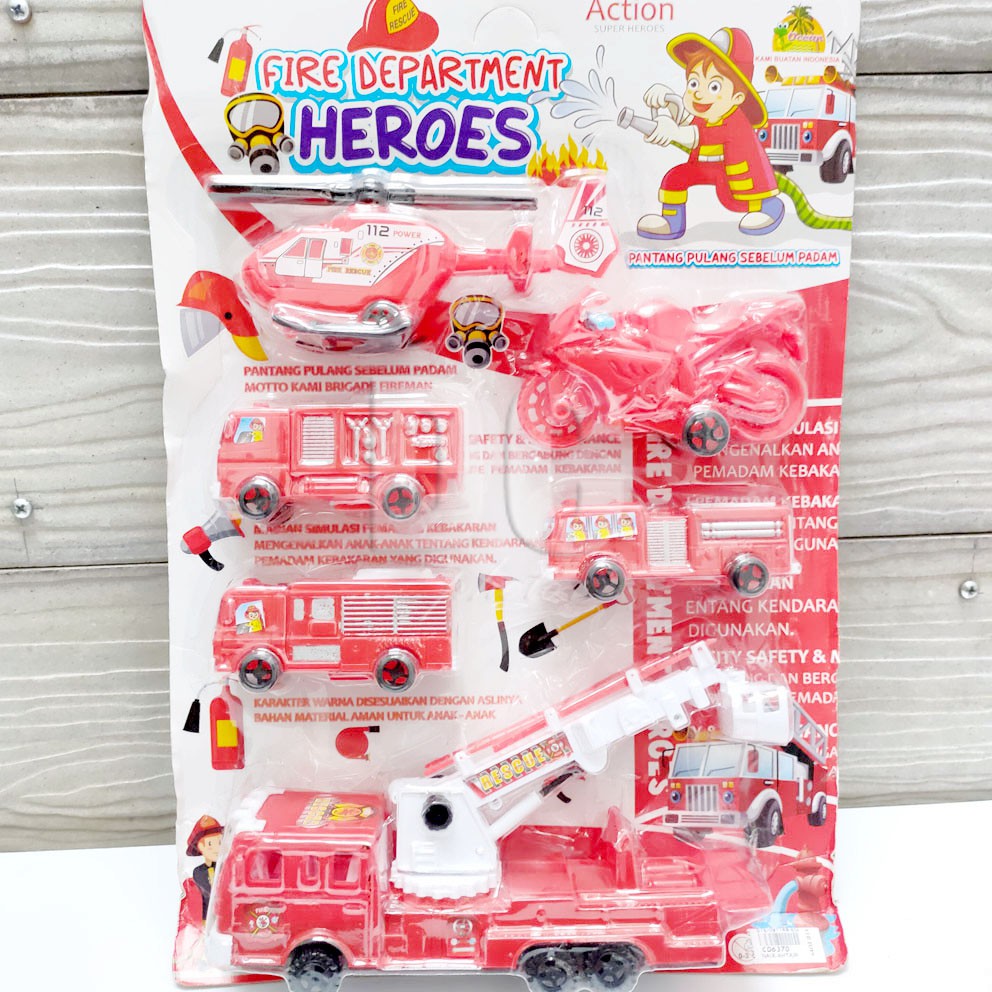 Fire Department Heroes Mainan Mobil Pemadam Kebakaran Damkar Motor Truk PMK Helikopter