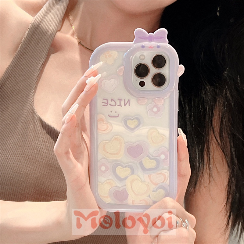 Soft Case Motif Hati Smiley Warna Ungu Untuk IPhone 11 7 Plus XR 8Plus 6 6S 12 13 Pro MAX X XS MAX SE 2020