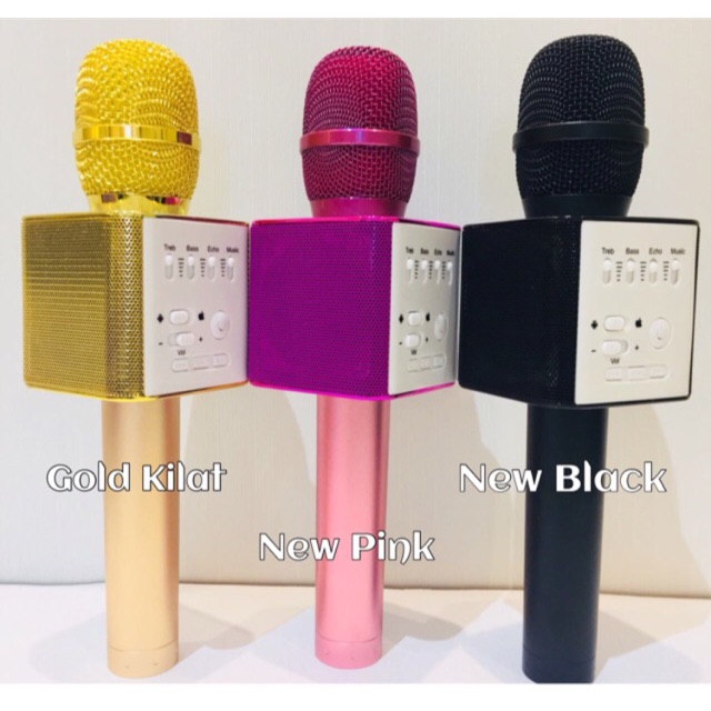 Mic Wireless Bluetooth Karoke LED RGB Microphone Speaker Q9 - Gold