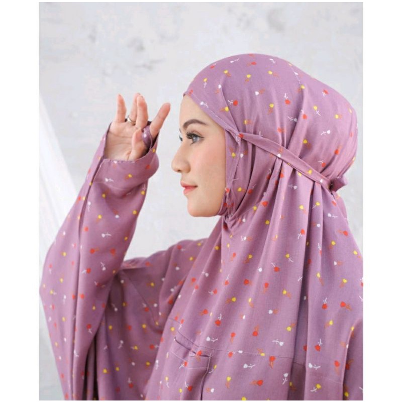 Mukena dewasa terusan rayon bali motif / mukena geblus